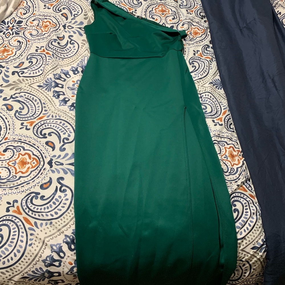 Emerald Green One Shoulder Dress